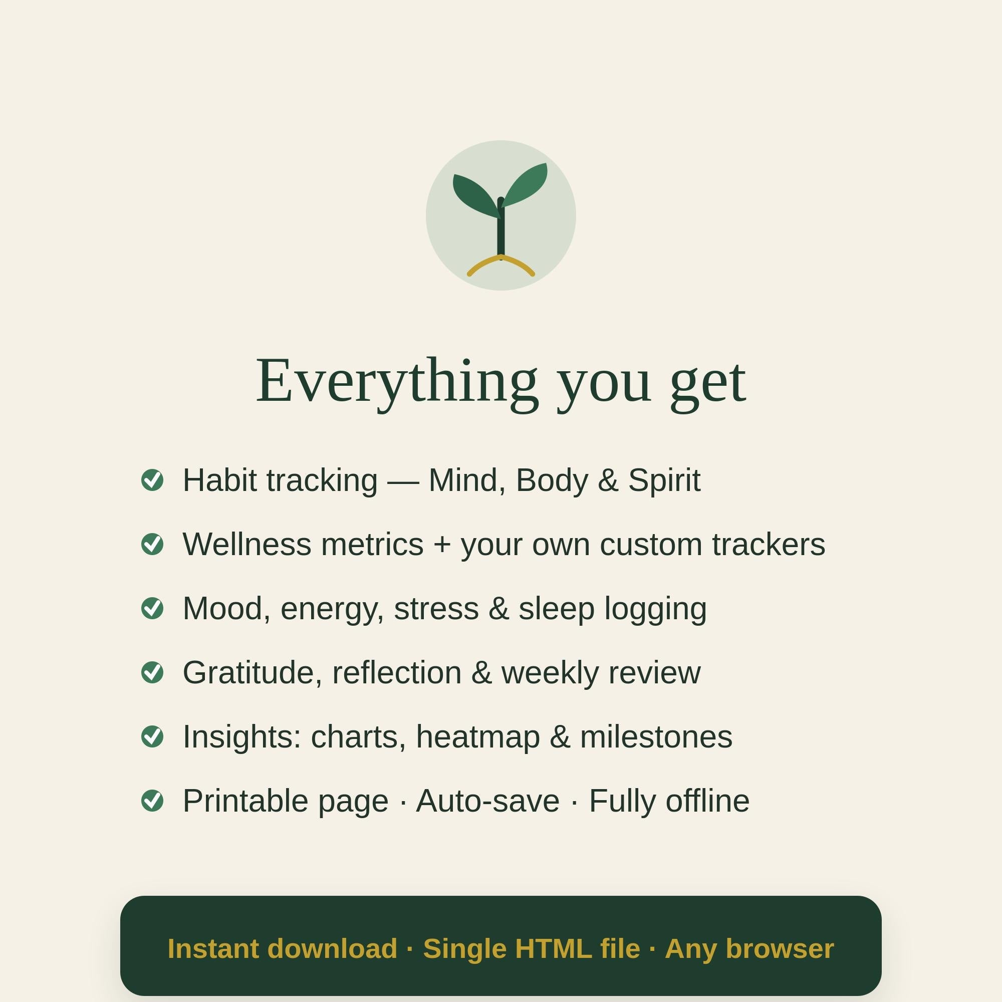 Rooted Wellness Tracker | Daily Habit, Mood, Gratitude Journal (Digital Download)