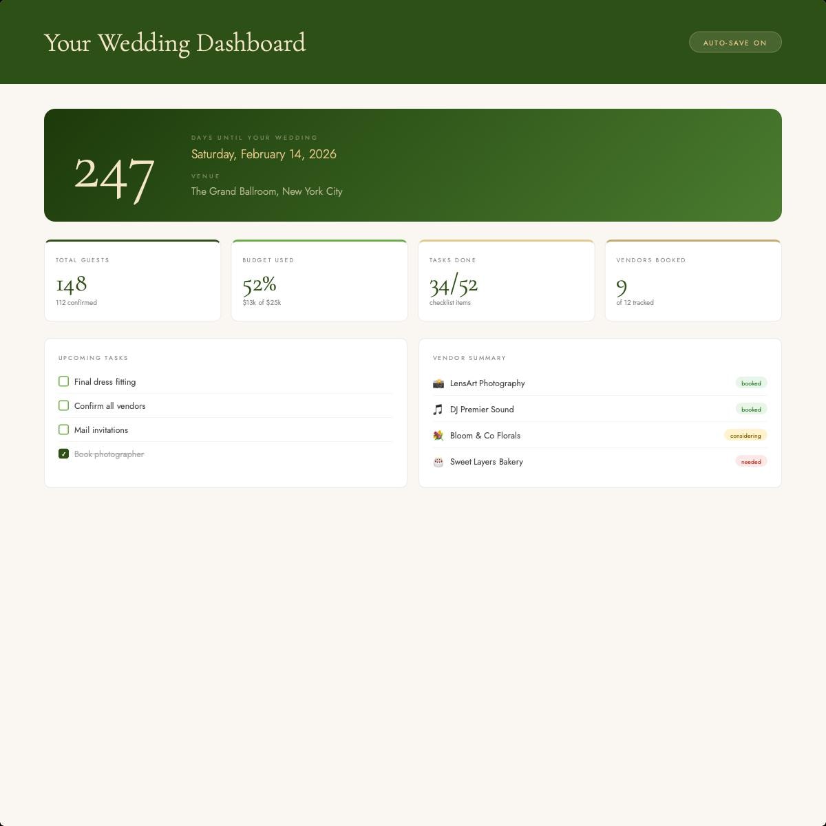 Wedding Planner HTML | Complete Organizer, Budget, Guest List (Digital Download)