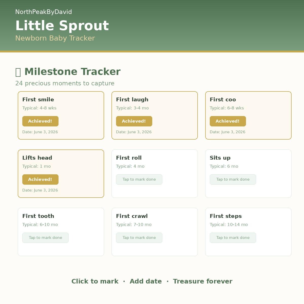 Little Sprout Newborn Tracker | Feeding, Sleep, Growth Log (HTML Download)