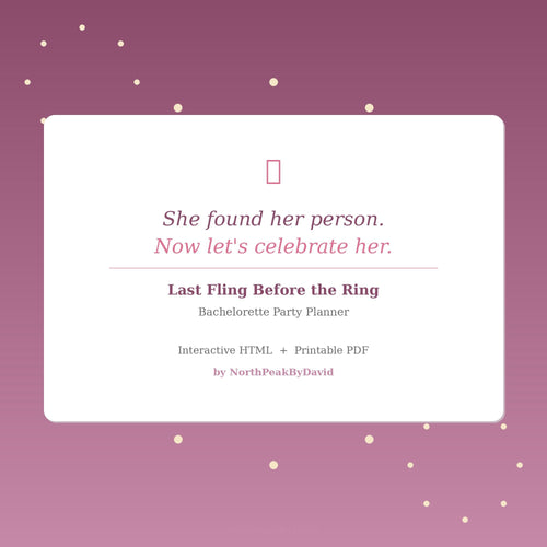 Bachelorette Party Planner | Itinerary, Guest List, Budget Tracker (HTML/PDF)