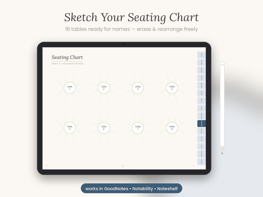 Navy Digital Wedding Planner, Undated GoodNotes iPad Book (Digital Download)