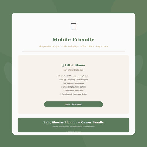 Baby Shower Planner Games Bundle | Sage Boho Digital Suite (Instant Download)