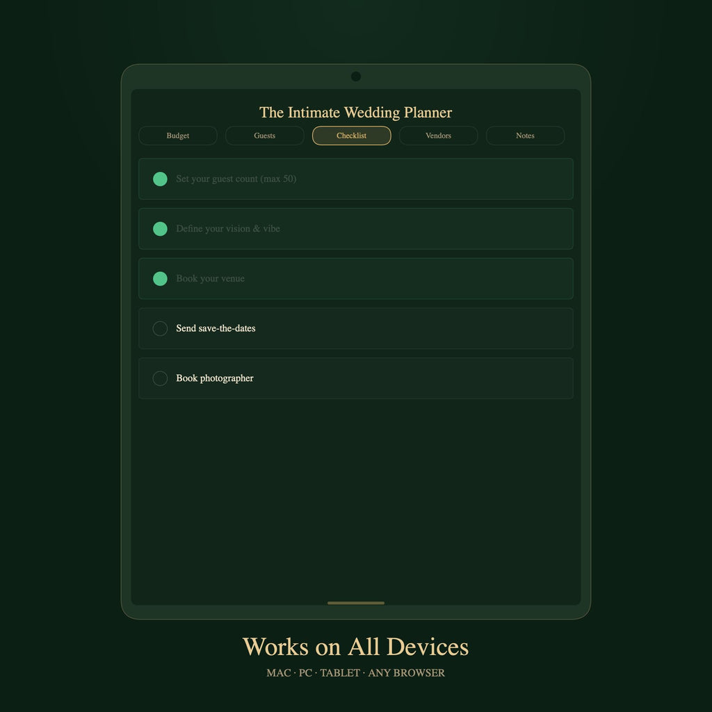 Intimate Wedding Planner | Under 50 Guests, Budget Tracker (Digital Download)