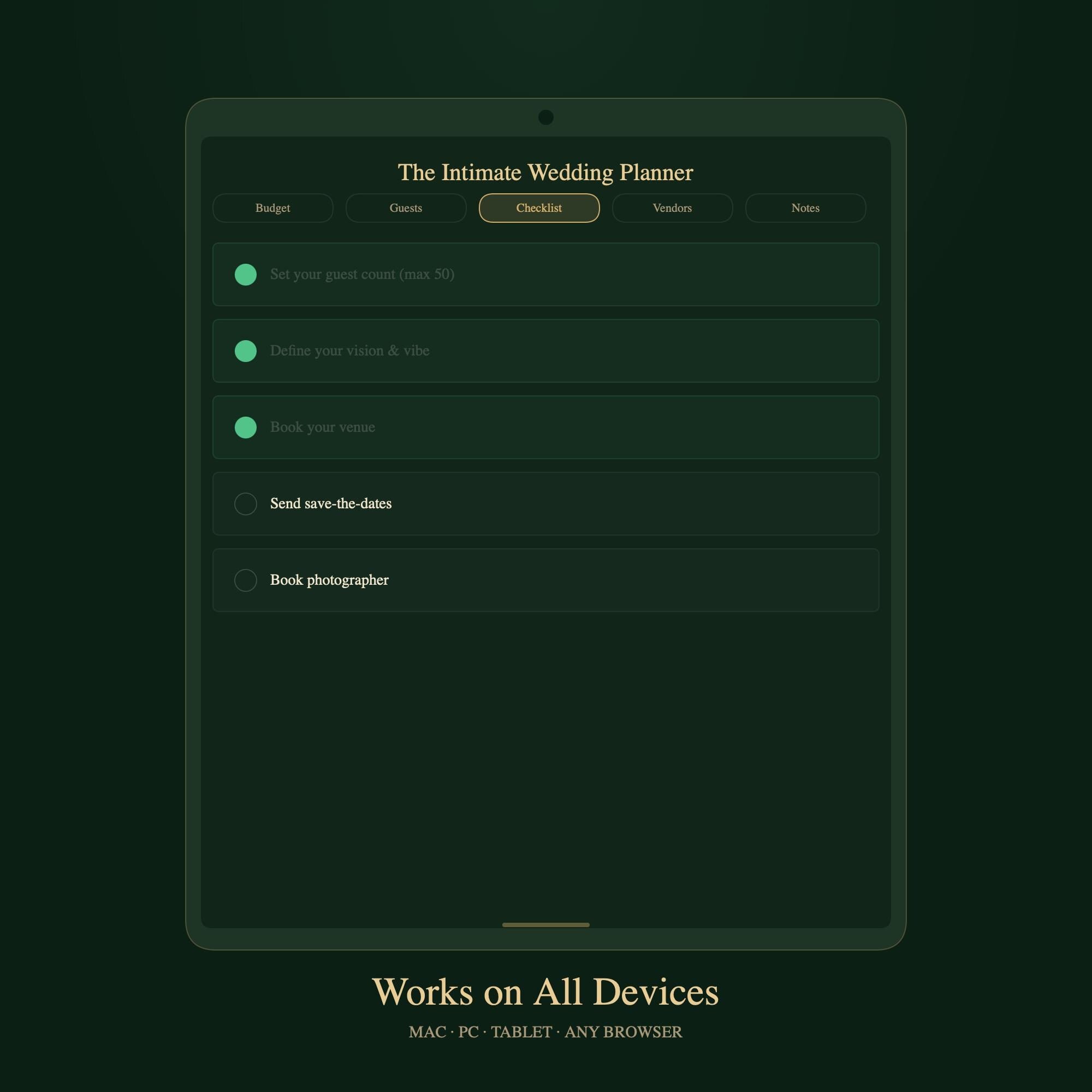 Intimate Wedding Planner | Under 50 Guests, Budget Tracker (Digital Download)