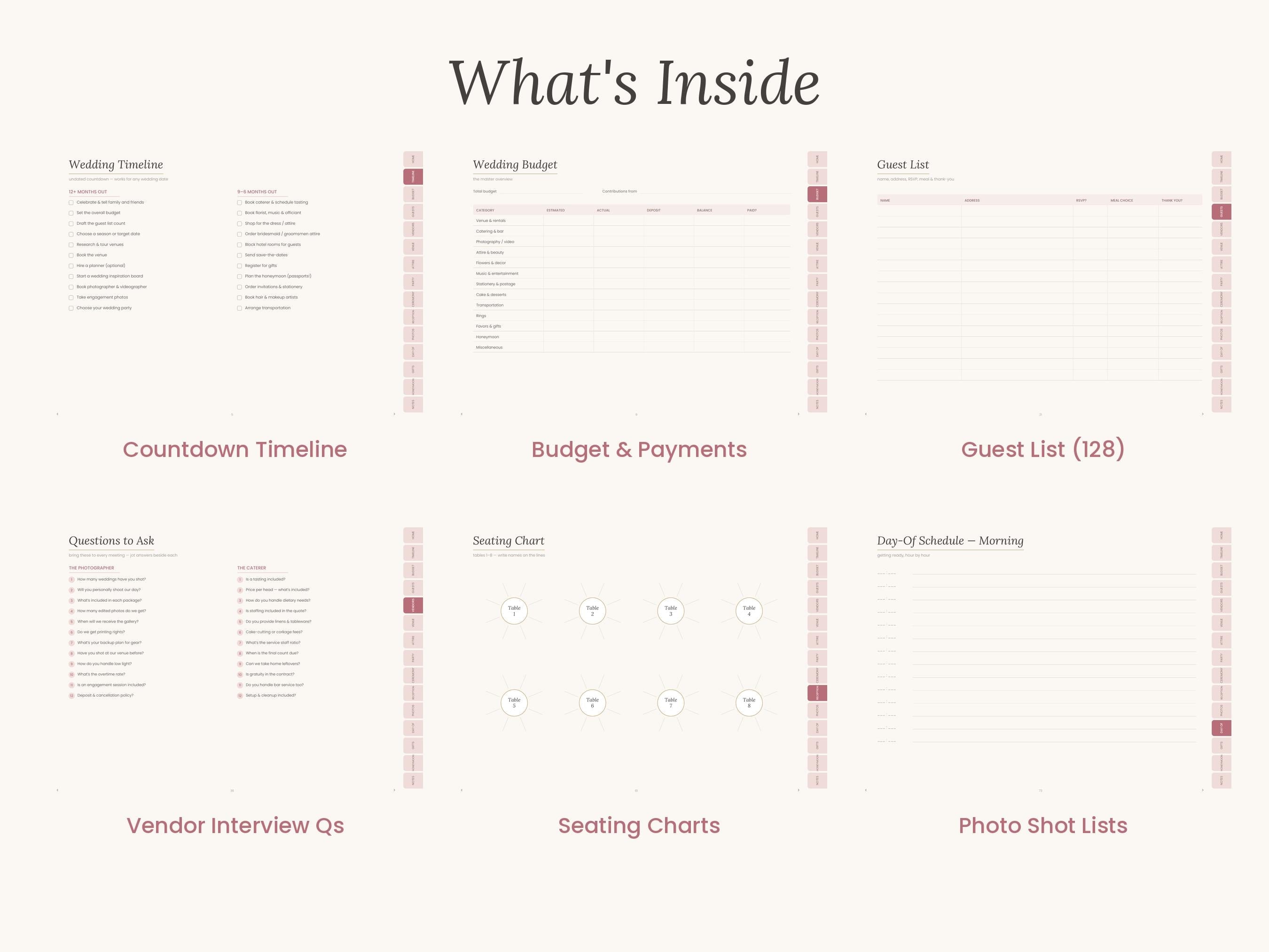 Undated Digital Wedding Planner GoodNotes, Hyperlinked PDF Planning Book
