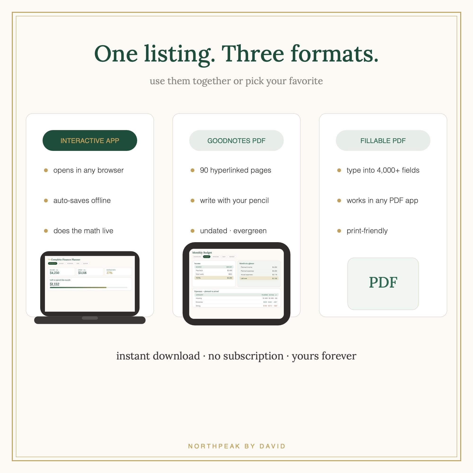 Complete Finance Planner | Budget, Debt, Savings, Net Worth Tracker (Digital Download)