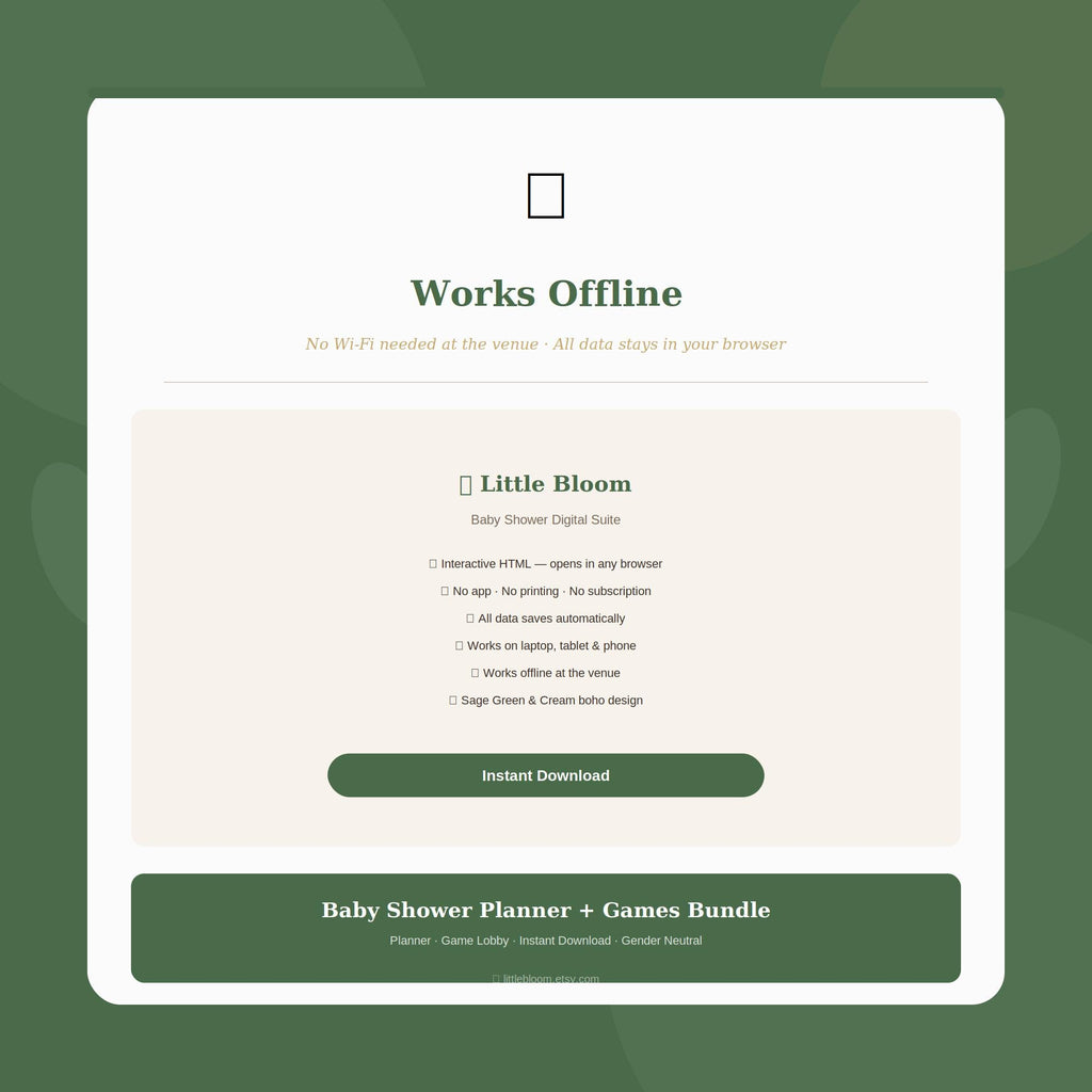 Baby Shower Planner Games Bundle | Sage Boho Digital Suite (Instant Download)