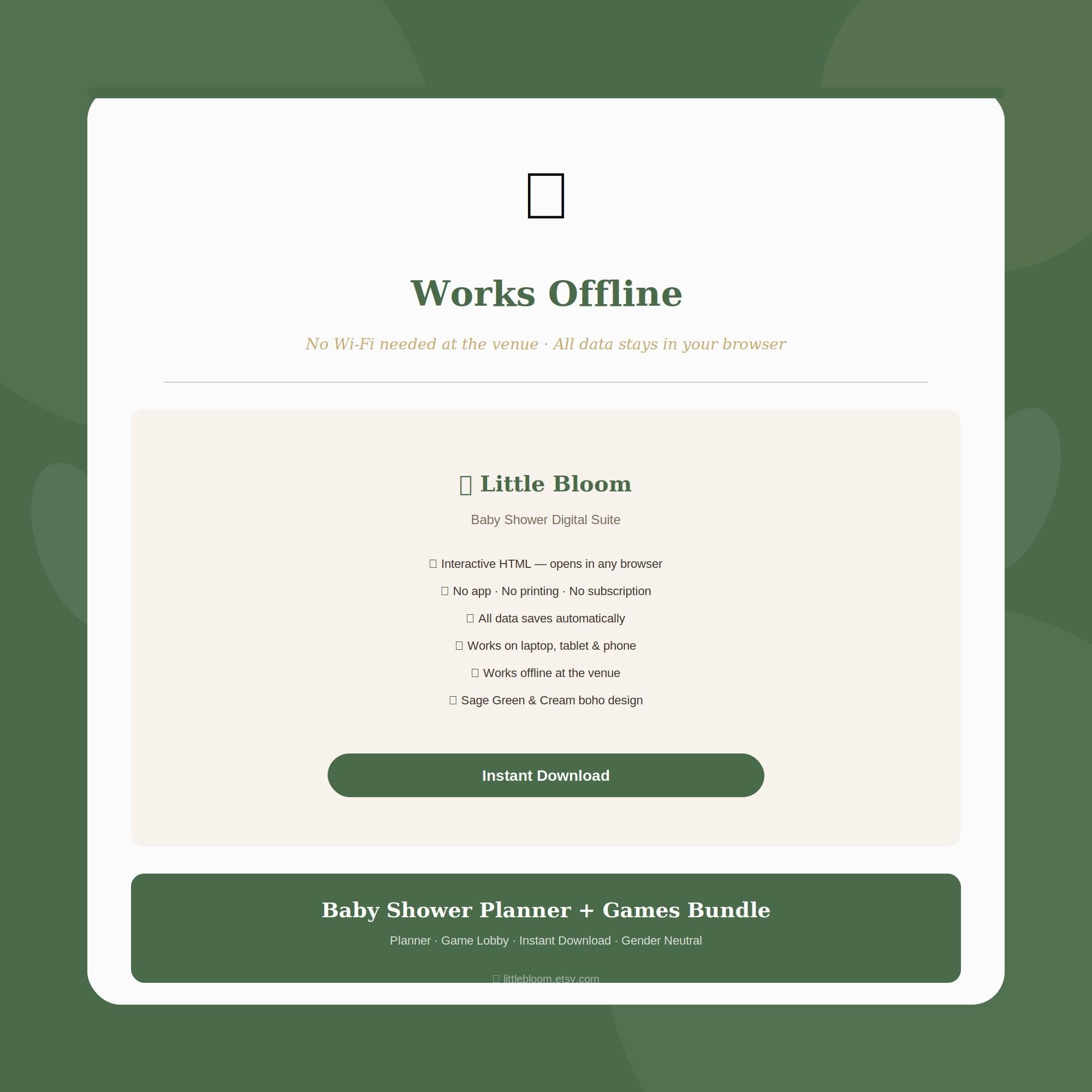Baby Shower Planner Games Bundle | Sage Boho Digital Suite (Instant Download)