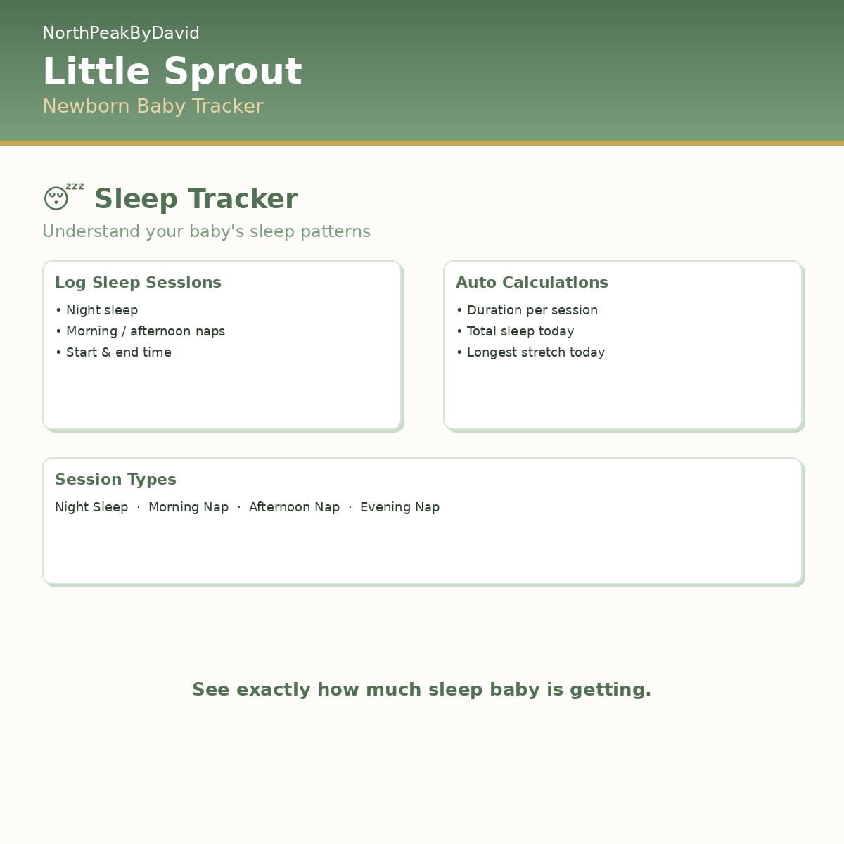 Little Sprout Newborn Tracker | Feeding, Sleep, Growth Log (HTML Download)