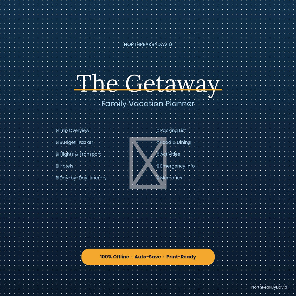Family Vacation Planner | Interactive Budget Itinerary Packing List (Digital Download)