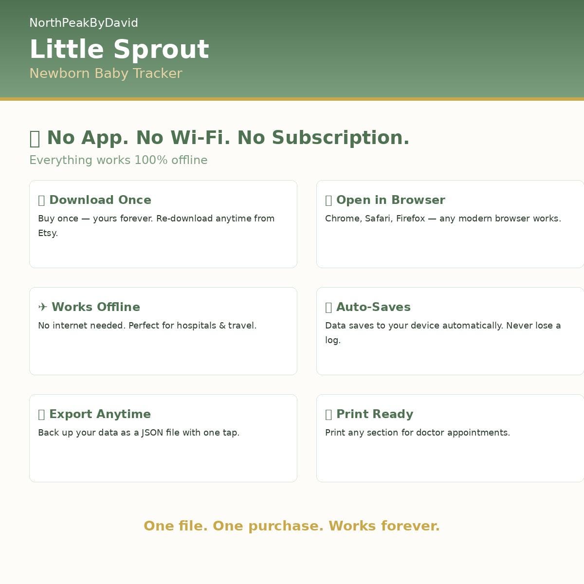 Little Sprout Newborn Tracker | Feeding, Sleep, Growth Log (HTML Download)
