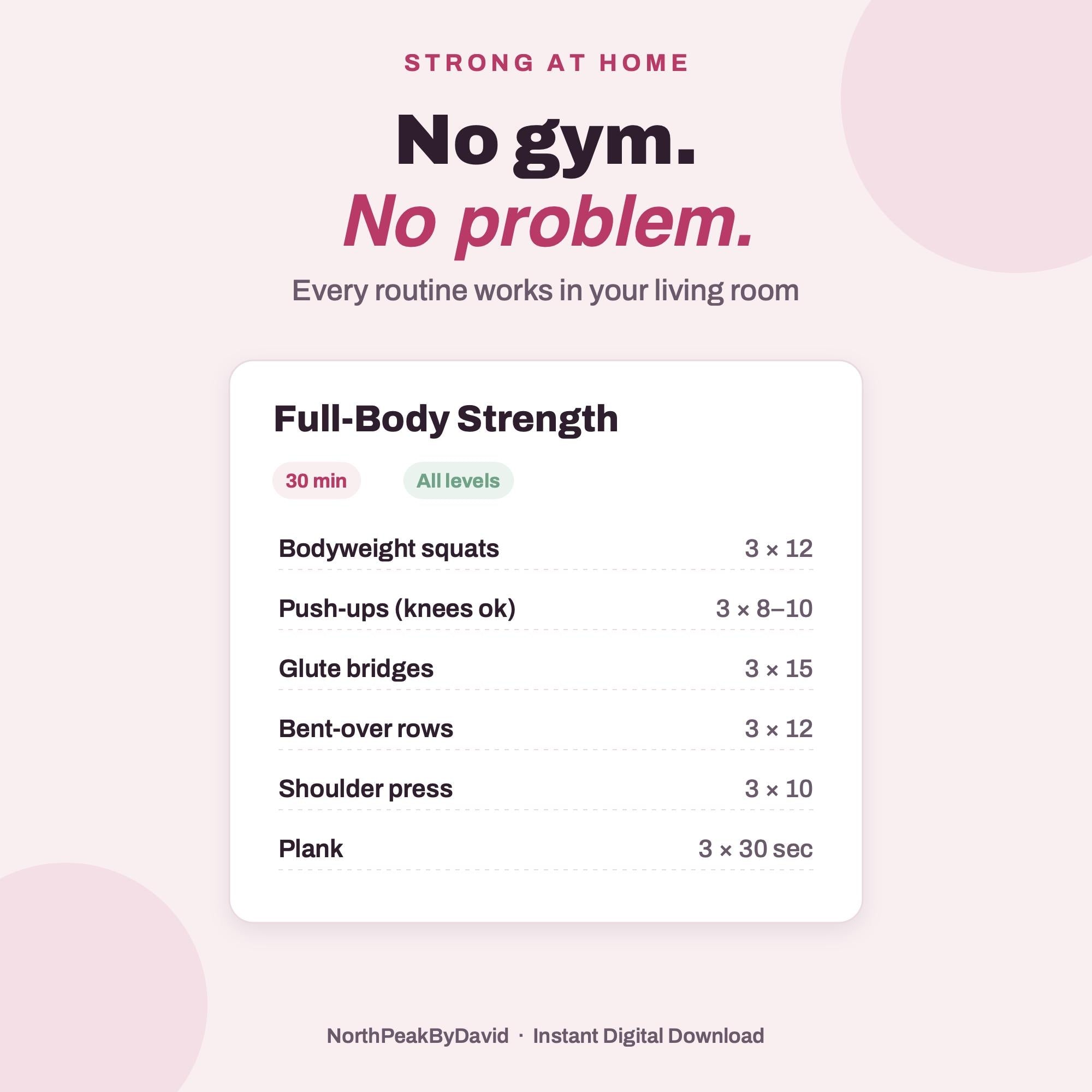 Home Workout Planner | Digital Fitness, Meal, Calorie Tracker (Digital Download)