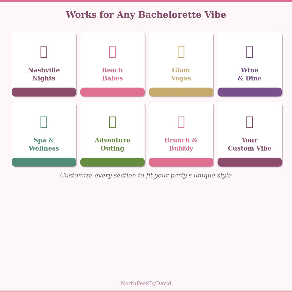 Bachelorette Party Planner | Itinerary, Guest List, Budget Tracker (HTML/PDF)