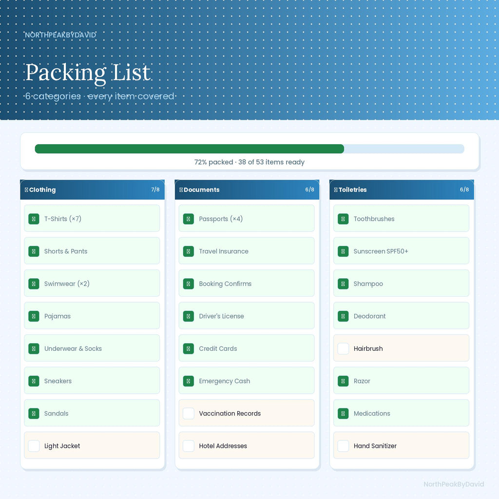 Family Vacation Planner | Interactive Budget Itinerary Packing List (Digital Download)