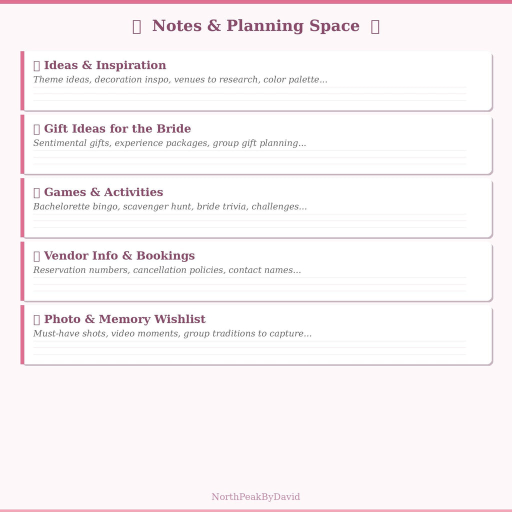 Bachelorette Party Planner | Itinerary, Guest List, Budget Tracker (HTML/PDF)