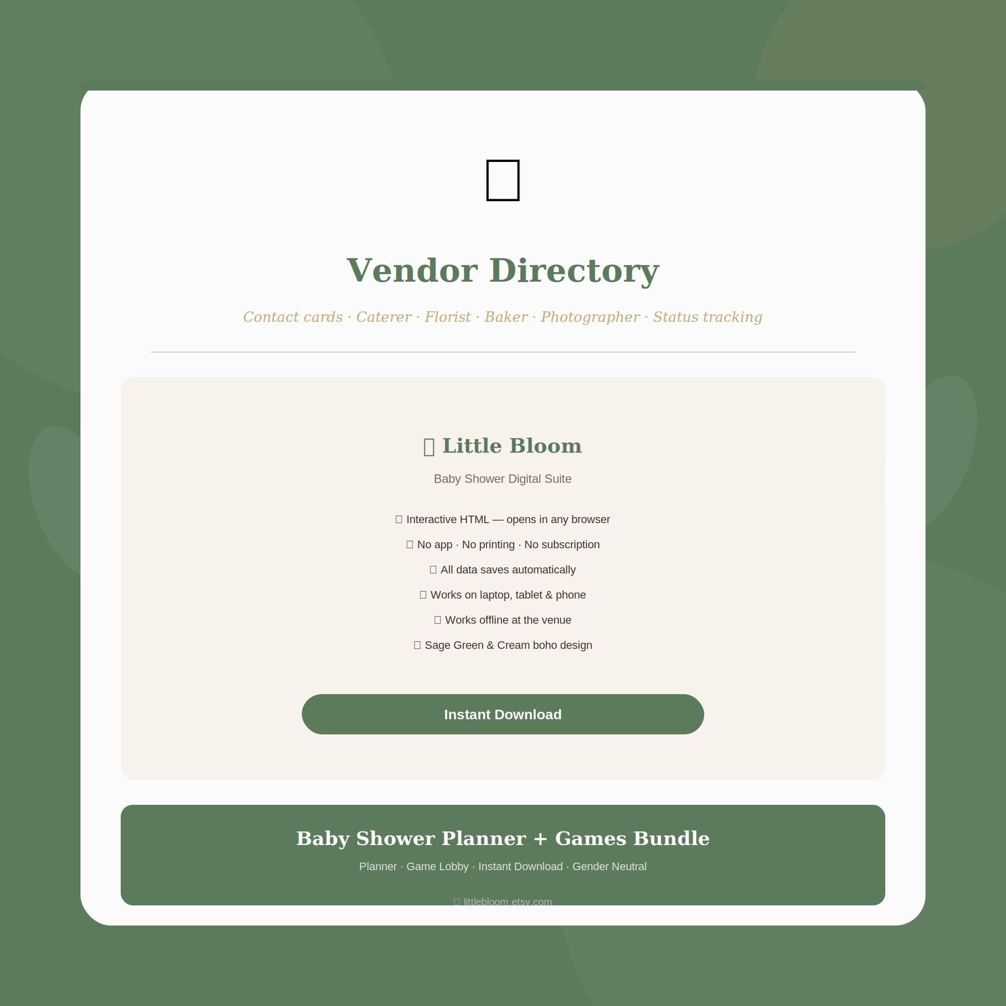 Baby Shower Planner Games Bundle | Sage Boho Digital Suite (Instant Download)