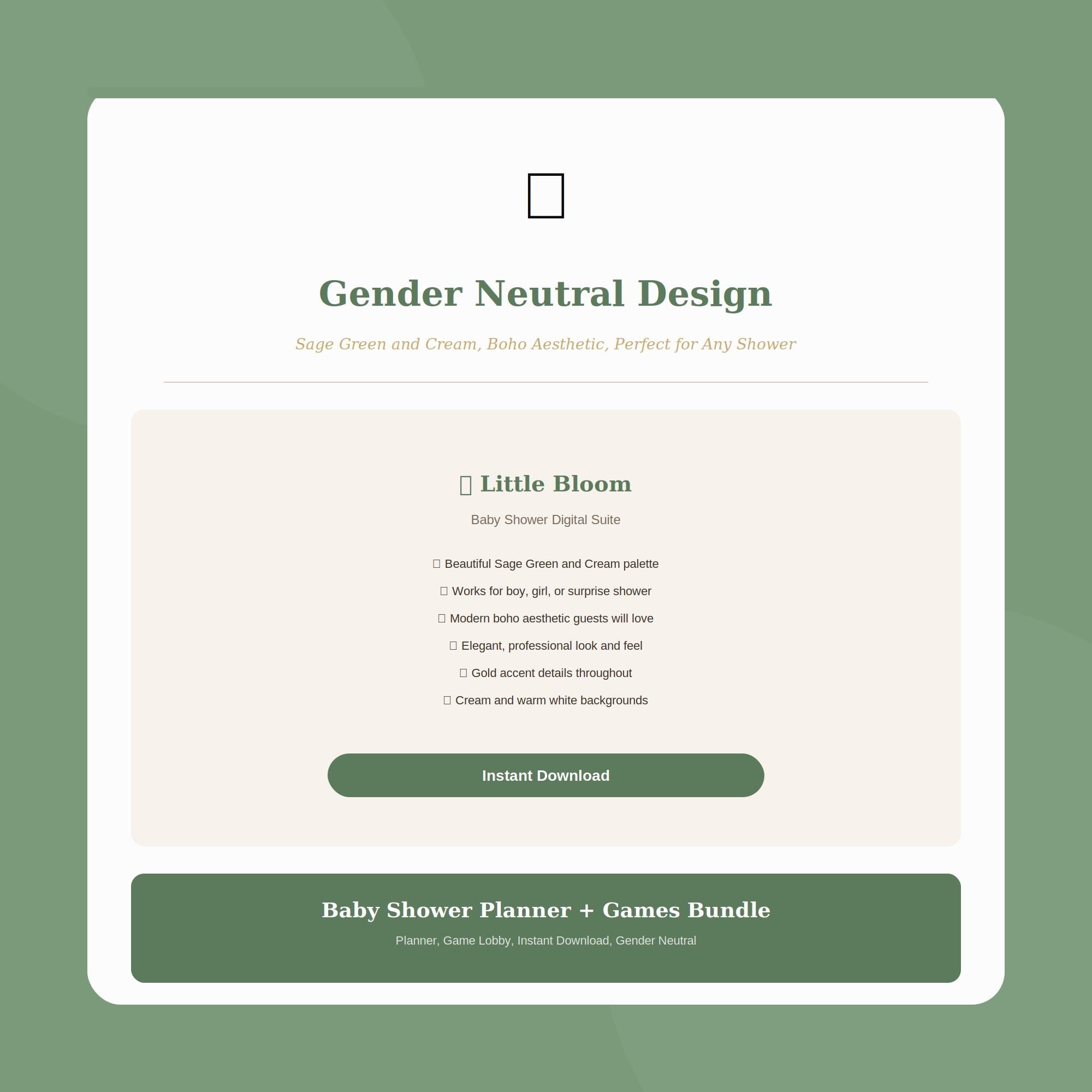 Baby Shower Planner Games Bundle | Sage Boho Digital Suite (Instant Download)