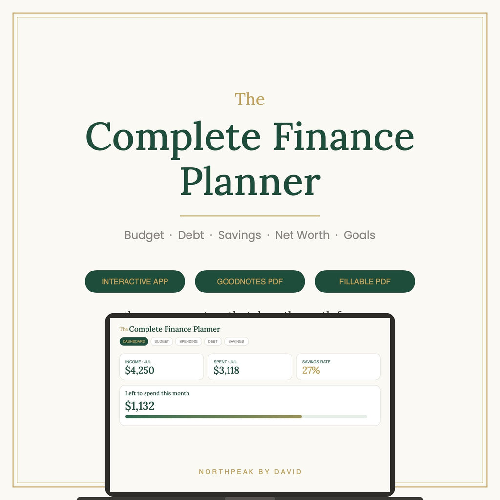 Complete Finance Planner | Budget, Debt, Savings, Net Worth Tracker (Digital Download)