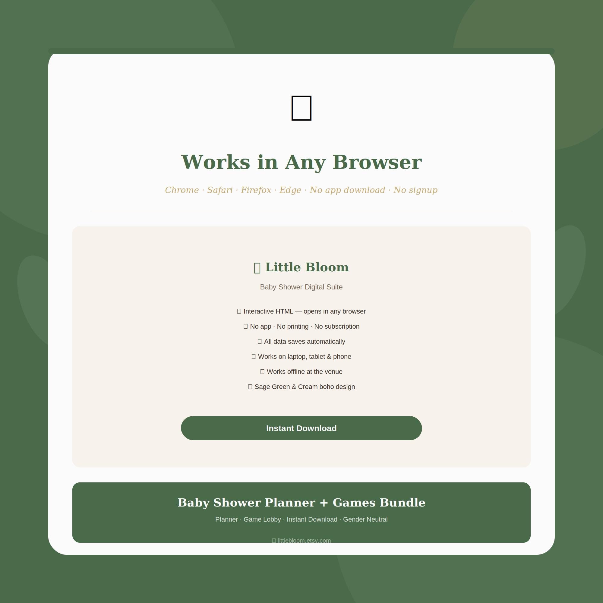 Baby Shower Planner Games Bundle | Sage Boho Digital Suite (Instant Download)