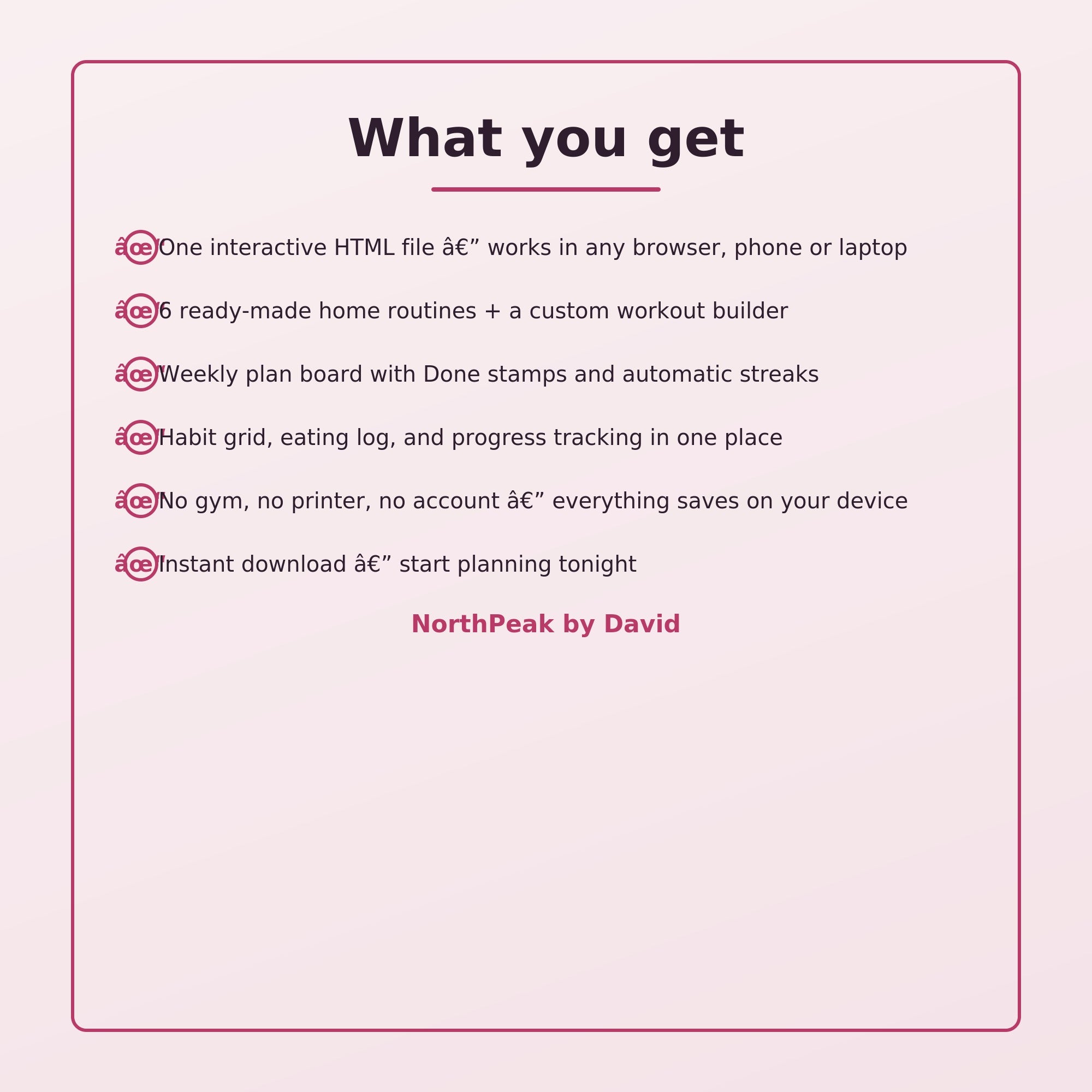 Home Workout Planner | Digital Fitness, Meal, Calorie Tracker (Digital Download)